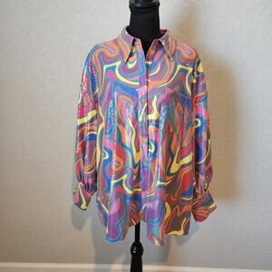 Alden Adair Multicolor Wonderland Sequined Top Blouse EUC Size XL Worn Once